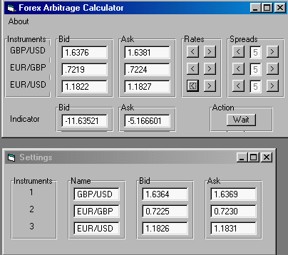 Forex Arbitrage Calculator Screenshot